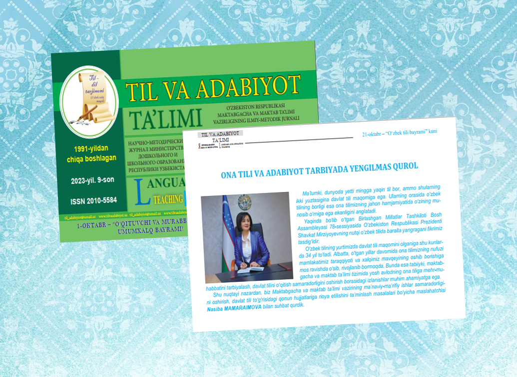 Ona tili va adabiyot tarbiyada yengilmas qurol