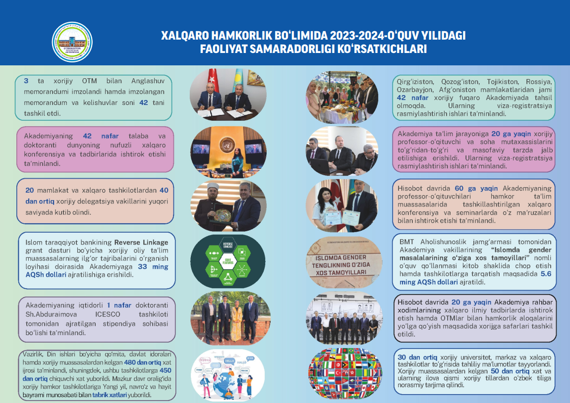 Xalqaro hamkorlikni rivojlantirish yoʻnalishida